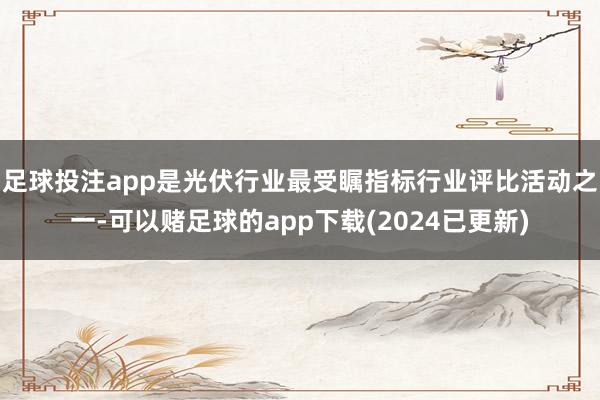 足球投注app是光伏行业最受瞩指标行业评比活动之一-可以赌足球的app下载(2024已更新)