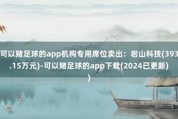可以赌足球的app机构专用席位卖出：岩山科技(393.15万元)-可以赌足球的app下载(2024已更新)