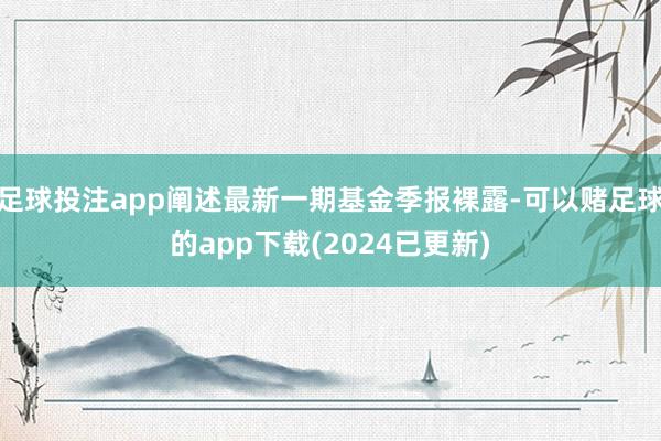 足球投注app阐述最新一期基金季报裸露-可以赌足球的app下载(2024已更新)