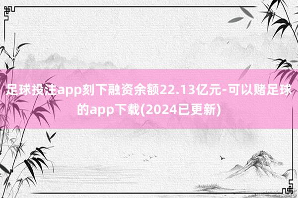足球投注app刻下融资余额22.13亿元-可以赌足球的app下载(2024已更新)