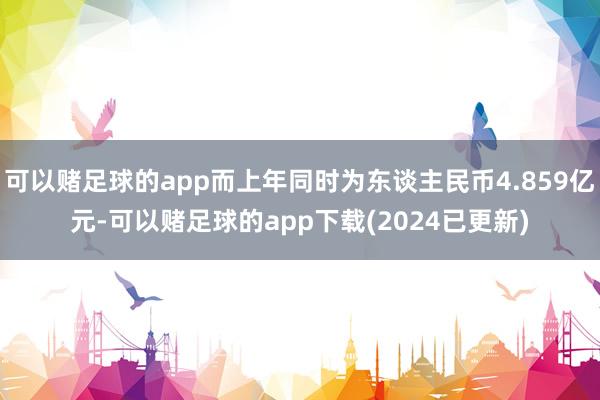 可以赌足球的app而上年同时为东谈主民币4.859亿元-可以赌足球的app下载(2024已更新)