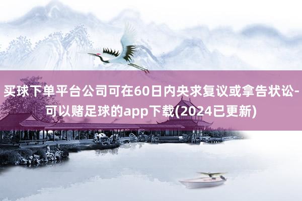 买球下单平台公司可在60日内央求复议或拿告状讼-可以赌足球的app下载(2024已更新)