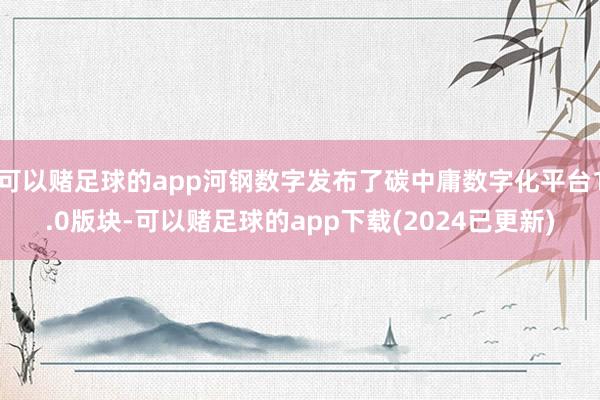 可以赌足球的app河钢数字发布了碳中庸数字化平台1.0版块-可以赌足球的app下载(2024已更新)