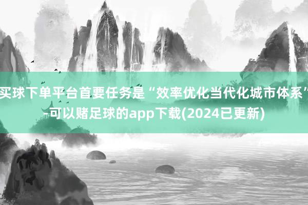 买球下单平台首要任务是“效率优化当代化城市体系”-可以赌足球的app下载(2024已更新)